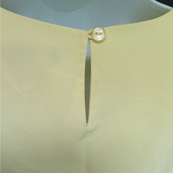 Vintage 1980s Embroidered Bib Collar Cutout Blouse - Pastel Yellow - XL 2X - Picture 5 of 7